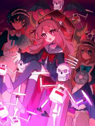  1boy 2girls absurdres ahoge apron aqua_bow aqua_bowtie asymmetrical_legwear black_dress black_hair black_horns black_socks black_thighhighs blue_eyes bow bowtie broken_heart broken_heart_hair_ornament brown_hair brown_shoes closed_mouth commentary demon_horns dress english_commentary evil_neuro-sama fang from_side full_body green_eyes hair_between_eyes hair_ornament hair_ribbon hand_fan heart heart_hair_ornament highres holding holding_fan horns long_dress long_hair long_sleeves maid maid_apron maid_headdress miniskirt multiple_girls neuro-sama open_mouth parted_lips red_bow red_bowtie red_eyes red_ribbon ribbon shoes siblings sisters sitting skin_fang skirt skull_hair_ornament socks swarm_drone_(neuro-sama) thigh-highs throne torn_hair_ribbon twins two_side_up uneven_legwear user_hmyv8473 v-neck vedal987 vedal_ai virtual_youtuber 