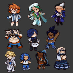 3girls 6+boys back black_hair blue_hair crasher_wake cress_(pokemon) cup dark-skinned_male dark_skin gen_1_pokemon gen_2_pokemon gen_3_pokemon gen_5_pokemon gen_6_pokemon gen_7_pokemon gen_8_pokemon gen_9_pokemon green_eyes highres juan_(pokemon) kofu_(pokemon) lana_(pokemon) legs marlon_(pokemon) misty_(pokemon) multiple_boys multiple_girls muscular nessa_(pokemon) nintendo one-piece_swimsuit open_mouth orange_hair pokemon pokemon_(creature) pokemon_bw pokemon_bw2 pokemon_dppt pokemon_emerald pokemon_hgss pokemon_oras pokemon_rse pokemon_sm pokemon_sv pokemon_swsh pokemon_xy short_hair siebold_(pokemon) smile swimsuit thighs wallace_(pokemon) white_one-piece_swimsuit