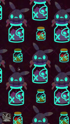  chemicals highres jar meme_(sleepsheep) no_humans pokemon pokemon_(creature) pokemon_focus sharp_teeth sitting skull_and_crossbones solo teeth trash_bag trubbish 