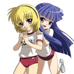  buruma furude_rika gym_uniform higurashi_no_naku_koro_ni houjou_satoko nyamota nyamota_(noraneko_koubou) 