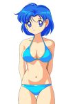  bishoujo_senshi_sailor_moon blue blue_bikini blue_eyes blue_hair breasts cleavage mizuno_ami navel short_hair smile swimsuit thigh_gap 