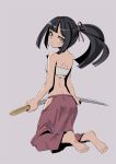  barefoot bushidou_(sekaiju) feet katana midriff ponytail ronin_(etrian) sekaiju_no_meikyuu sword weapon yama_ji 