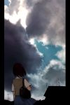  bag black_hair cloud clouds highres original qr qrp school_uniform serafuku sky 