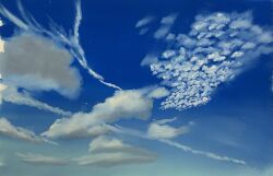  above_clouds atsumori177 blue_sky cloud_focus clouds cloudy_sky cumulonimbus_cloud highres nature no_humans original outdoors painting_(medium) scenery sky sky_focus traditional_media 