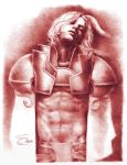  armor blonde_hair bust_or_statue chastity_belt choker final_fantasy final_fantasy_ix kuja male monochrome muscles 