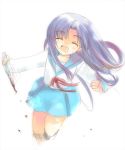  blood blue_hair closed_eyes knife long_hair school_uniform suzumiya_haruhi_no_yuuutsu 