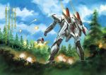  80&#039;s battle cloud explosion forest gaia_gear gundam man_machine mecha nature oldschool translation_request tree 