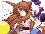  brown_hair horns ibuki_suika nobon touhou v wink 