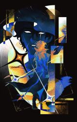  2boys abstract black_coat black_hair cloak coat disembodied_arm dual_persona empty_eyes evie_(baoxiao) full_body glowing glowing_eyes head_tilt highres hood hood_up hooded_cloak male_focus meteor_shower multiple_boys omniscient_reader&#039;s_viewpoint open_clothes open_coat outstretched_arm painterly parted_lips popped_collar reaching reaching_towards_another revealing_layer saturated scar scar_across_eye scar_on_face secretive_plotter shadow short_hair size_difference standing starry_sky_print yoo_joonghyuk 