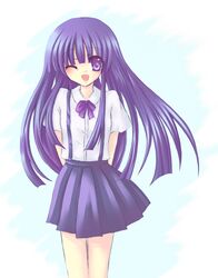  furude_rika higurashi_no_naku_koro_ni school_uniform wink 