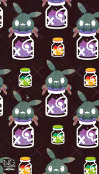  chemicals highres jar meme_(sleepsheep) no_humans pokemon pokemon_(creature) pokemon_focus sharp_teeth sitting skull_and_crossbones teeth trash_bag trubbish 