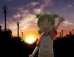 koiwai_yotsuba raglan_sleeves smile sunset teramoto yotsubato! 