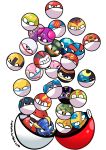  beast_ball cherish_ball clone_ball commentary creature ditto dive_ball dream_ball dusk_ball english_commentary fast_ball friend_ball gen_1_pokemon great_ball gs_ball heal_ball heavy_ball highres looking_at_viewer love_ball lure_ball luxury_ball master_ball moon_ball nest_ball net_ball park_ball poke_ball poke_ball_(generic) pokemon pokemon_(anime) pokemon_(classic_anime) pokemon_(creature) pokemon_m01 premier_ball quick_ball repeat_ball safari_ball simple_background taplaos too_many transform_(pokemon) transformed_ditto ultra_ball voltorb watermark web_address white_background 
