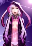  1girl breasts hair_ornament highres hood hoodie jacket long_hair looking_at_viewer open_mouth panties purple_hair short_hair_with_long_locks sidelocks solo soon twintails underwear violet_eyes vocaloid yuzuki_yukari 