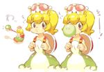  1girl 1up backpack bag blush_stickers boots bubble_blowing chewing_gum dress kingtime long_tongue super_mario_bros. mushroom new_super_mario_bros._u_deluxe orange_footwear ponytail sleeveless super_crown tongue yoshi 