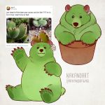  :3 alternate_color animalization artist_name bear cactus dandelion derivative_work english_text flower flower_pot looking_at_viewer multiple_views nana_nakano original paws photo-referenced reference_photo screencap_redraw traditional_media twitter twitter_username white_flower 