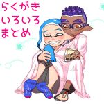  blanket blue_hair closed_eyes dark_skin fangs inkling kouhai_(souzaipan) multiple_boys orange_eyes pointy_ears purple-framed_eyewear purple_hair senpai_(souzaipan) shared_blanket side-by-side socks souzaipan spiky_hair splatoon_(series) tentacle_hair under_covers yaoi 