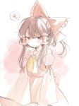  1girl ascot bare_shoulders blush bow brown_eyes brown_hair detached_sleeves grills hair_bow hair_tubes hakurei_reimu highres long_hair nontraditional_miko poprication short_hair solo standing touhou yellow_neckwear 