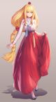  absurdres bangs blonde_hair blue_eyes blush braid cardinal_armand full_body go-jang hanbok highres korean_clothes last_origin long_hair sidelocks single_braid smile very_long_hair 