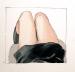  1girl kotoyama legs simple_background sketch skirt solo 