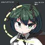  1girl antennae artist_name black_background blush cape character_name face green_eyes green_hair hair_between_eyes huxiao_(mistlakefront) number puffy_sleeves shirt short_hair solo touhou upper_body white_shirt wriggle_nightbug 