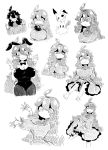  1girl @_@ ahoge al_bhed_eyes alternate_breast_size animal_ears breasts bunny_girl bunnysuit dress gen_7_pokemon greyscale hairband hex_maniac_(pokemon) highres large_breasts long_dress long_hair looking_at_viewer messy_hair mimikyu monochrome open_mouth pokemon pokemon_(creature) pokemon_(game) pokemon_sm rabbit_ears ribbed_sweater simple_background smile solo sweater tazonotanbo traditional_media very_long_hair 