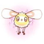  +_+ 2016 black_eyes commentary creature cutiefly english_commentary full_body gen_7_pokemon highres milka_(milk4ppl) no_humans pink_background pokemon pokemon_(creature) polka_dot polka_dot_background signature sparkle 