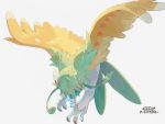  bird bird_focus creature decidueye flying full_body gen_7_pokemon muginoomoti no_humans pokemon pokemon_(creature) simple_background solo white_background 
