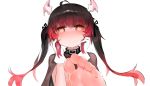 barefoot black_hair demon demon_wings dokomon foot_up gloves greek_toe heart heart-shaped_pupils original red_eyes redhead soles symbol-shaped_pupils toes twintails white_gloves wings 