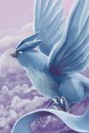  articuno bird bird_focus claws clouds cloudy_sky creature flying full_body gen_1_pokemon highres legendary_pokemon mcgmark no_humans pokemon pokemon_(creature) purple_sky signature sky solo watermark web_address 