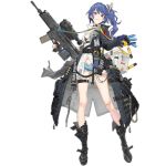  1girl assault_rifle bandaid bangs belt bikini black_bikini black_footwear black_gloves blue_hair blue_shorts boot_straps boots breasts buckle cable clothes_pin clothes_writing coat cooler cross-laced_footwear daewoo_k11 explosive fingerless_gloves girls_frontline gloves grenade grenade_launcher grey_coat gun head_tilt holding holding_gun holding_weapon id_card jewelry k11_(girls_frontline) knee_boots lace-up_boots ladic leather_choker long_coat long_hair long_shirt long_sleeves medium_breasts messy_hair multimeter multiple_straps name_tag off_shoulder official_art open_clothes open_coat open_fly open_shirt parted_lips pouch radiation_symbol rifle see-through shells shirt short_shorts shorts side_ponytail sidelocks single_earring single_fingerless_glove skindentation smirk solo standing stomach swimsuit thigh_strap thighs transparent_background trench_coat trigger_discipline violet_eyes weapon white_shirt 