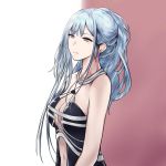  1girl ak-12_(girls_frontline) breasts defy_(girls_frontline) drawing dress girls_frontline highres long_hair looking_away open_mouth silver_hair simple_background solo tagme talnory violet_eyes white_background 