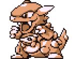  3d animated animated_gif brown_theme commentary cortoony creature english_commentary fangs gen_1_pokemon horns kangaskhan lowres mother_and_child multiple_sources no_humans pixel_art pokemon pokemon_(creature) pokemon_(game) pokemon_rgby spinning standing 