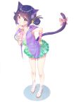  1girl absurdres animal_ears cat_ears cat_tail full_body highres looking_at_viewer original simple_background standing swimsuit tail uni_sirasu white_background 
