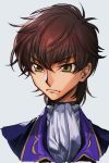  1boy brown_hair closed_mouth code_geass green_eyes hankuri kururugi_suzaku simple_background solo 