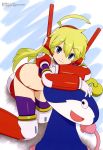  1girl absurdres anteater_ears armor artist_request bikini_armor blonde_hair character_request copyright_request highres long_hair looking_at_viewer mecha mecha_musume mechanical_legs thigh-highs 