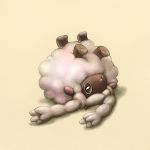  black_eyes commentary cortoony creature english_commentary full_body gen_8_pokemon lying no_humans on_back pokemon pokemon_(creature) shadow sheep simple_background solo upside-down wooloo 