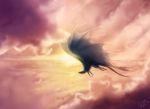  clouded-3d clouds cloudy_sky commentary draik english_commentary flying full_body neopets no_humans signature sky solo twilight wings 
