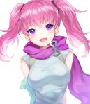  1girl cute fire_emblem fire_emblem:_rekka_no_ken fire_emblem:_the_blazing_blade fire_emblem_7 fire_emblem_blazing_sword hair_ribbon intelligent_systems jurge long_hair moe nintendo open_mouth pink_hair ribbon serra_(fire_emblem) simple_background solo twintails upper_body violet_eyes white_background 