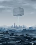  absurdres building clouds cloudy_sky commentary_request dark fantasy floating highres no_humans original scenery science_fiction signature sky ten_(pixiv27152176) 