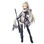  1girl aiguillette alternate_costume ankle_boots badge bangs barcode belt black_footwear black_gloves black_legwear blonde_hair blue_bow blue_headband boots bow closed_mouth clothes_writing coat copyright_name cross-laced_footwear dress elbow_gloves eyebrows_visible_through_hair eyeshadow full_body girls_frontline gloves gun hair_between_eyes hair_bow hand_on_own_face headband holding holding_gun holding_weapon huanxiang_heitu lace-up_boots long_hair long_sleeves looking_at_viewer makeup medal mod3_(girls_frontline) official_art pocket red_eyes rifle russian_flag scarf sidelocks single_elbow_glove sleeves_past_elbows sleeves_pushed_up smile sniper_rifle solo standing strap sv-98 sv-98_(girls_frontline) thigh-highs thighs transparent_background weapon white_scarf 