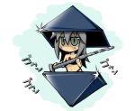  bikini chibi drill green_eyes lowres mecha_musume nail neon_genesis_evangelion parody personification ramiel silver_hair swimsuit 