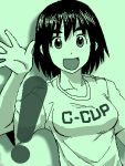  :d ayase_fuuka bust green lowres monochrome open_mouth smile yotsubato! 