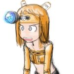  doctor_who lowres mecha_musume open_mouth orange_hair parody personification simple_background solo 