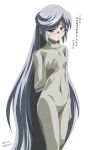  blue_eyes bodysuit flat_chest heroic_age highres long_hair nekorin silver_hair translation_request very_long_hair yuti_ra 