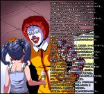  afro anger_vein blue_hair food ice_cream ice_cream_cone loli masao mcdonald&#039;s mcdonald's mcdonalds meme parody red_hair ronald_mcdonald translated twintails wall_of_text what yakuza 