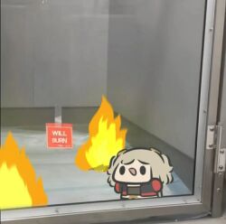  1girl burnice_white fire medium_hair real_life_insert superappleman zenless_zone_zero 