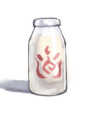  absurdres bottle food highres hololive leeshin0919 milk milk_bottle nakiri_ayame no_humans shadow simple_background what 
