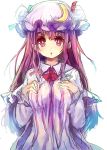  1girl :o crescent hat long_hair looking_at_viewer patchouli_knowledge purple_hair sketch solo touhou ukyo_rst violet_eyes 