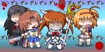  blood blood_on_face bow chibi cleaver crazy fuyou_kaede hair_bow hairband higurashi_no_naku_koro_ni katsura_kotonoha mahou_shoujo_lyrical_nanoha parody raising_heart ryuuguu_rena school_days school_uniform shuffle shuffle! socks staff standing takamachi_nanoha thighhighs white_devil yandere yangire 